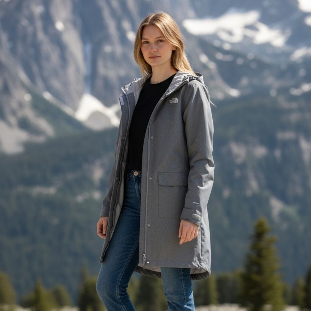 The North Face Woodmont Women's Gray Hooded Jacket Medium